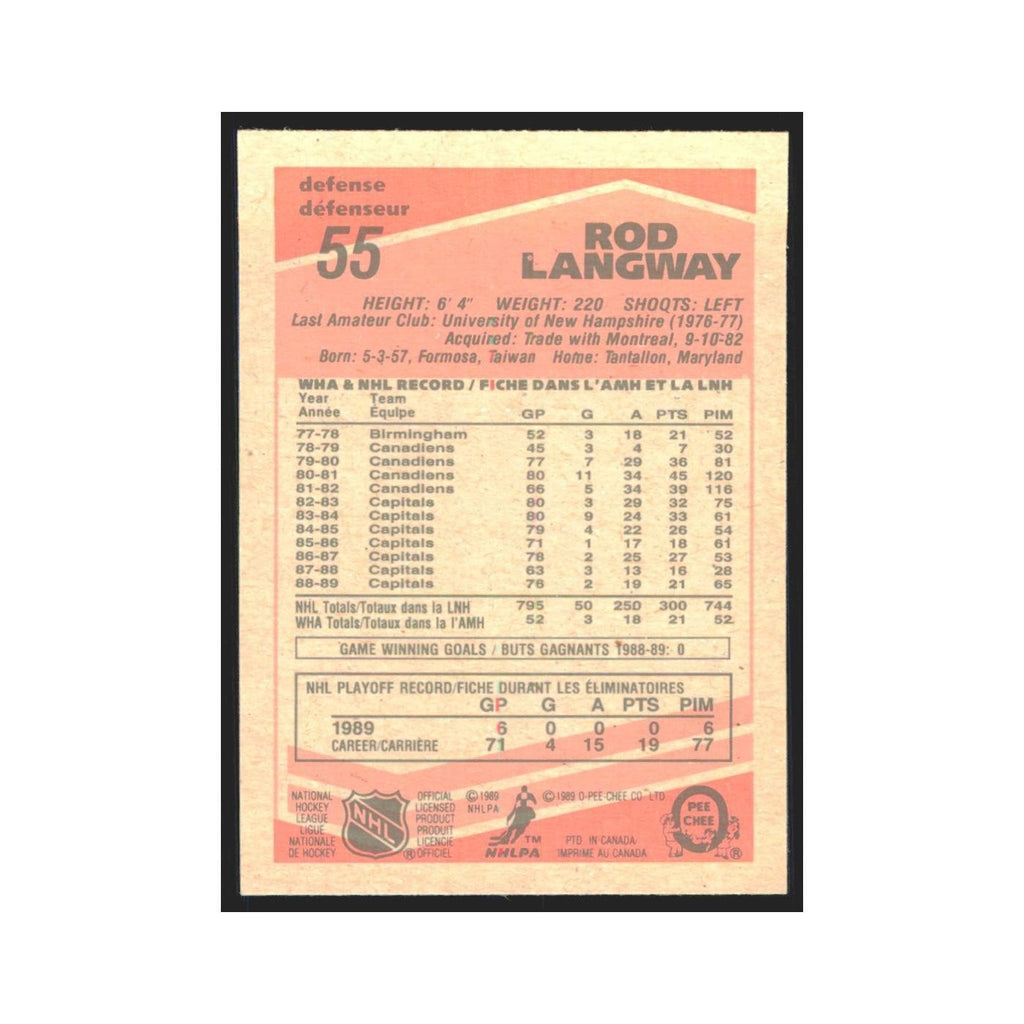 1989 O-Pee-Chee Rod Langway Washington Capitals #55