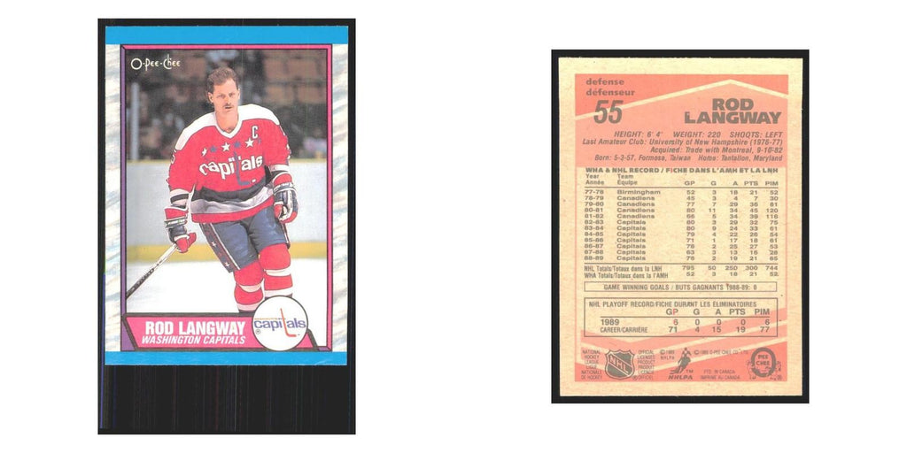 1989 O-Pee-Chee Rod Langway Washington Capitals #55