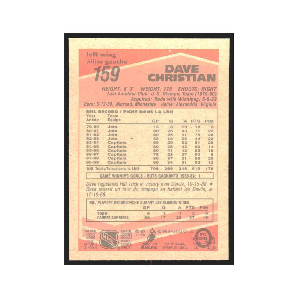 1989 O-Pee-Chee Dave Christian Washington Capitals #159