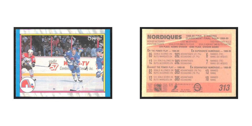 1989 O-Pee-Chee Final Standing Quebec Nordiques #313
