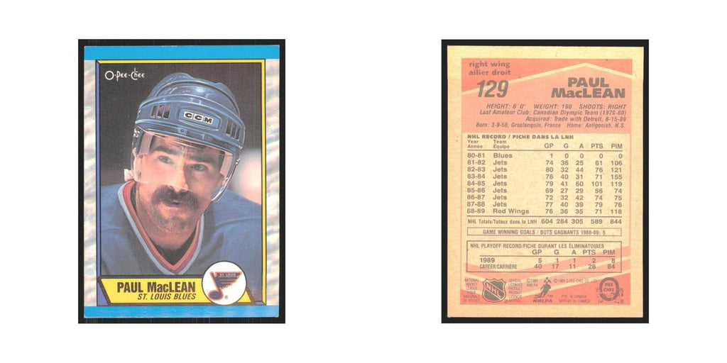 1989 O-Pee-Chee Paul MacLean St. Louis Blues #129