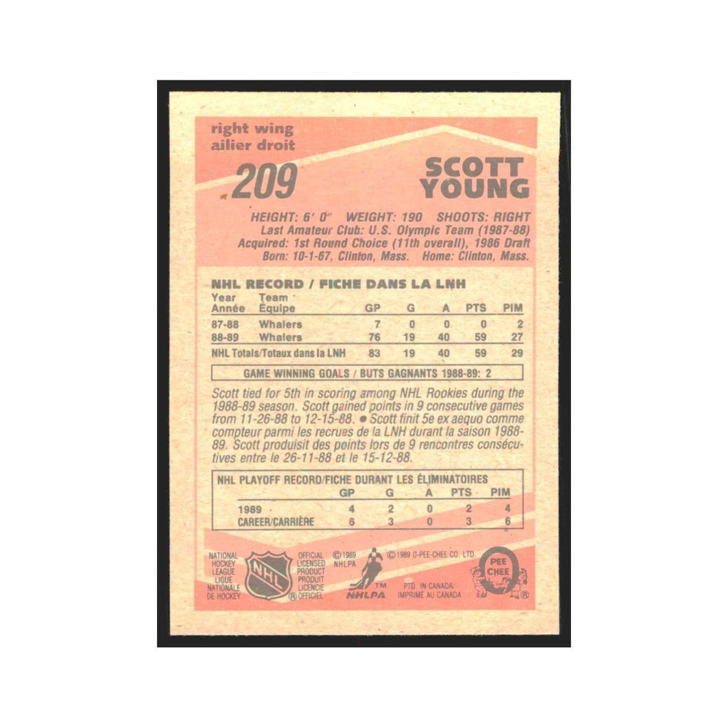 1989 O-Pee-Chee Scott Young Hartford Whalers #209