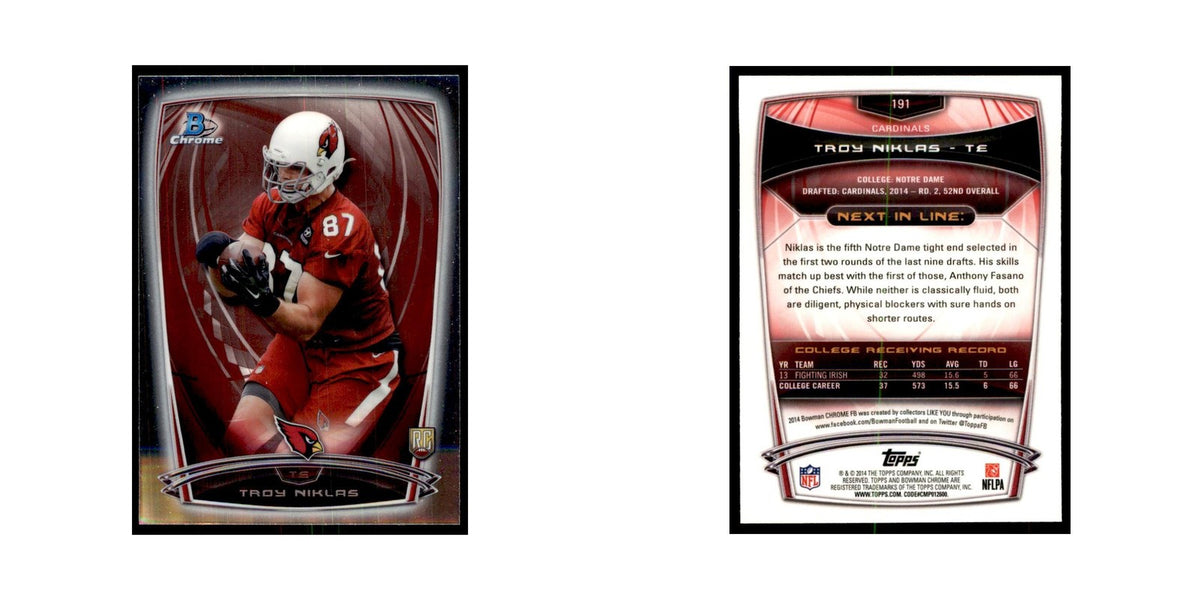 2014 Bowman Chrome Troy Niklas RC Football Cards #191