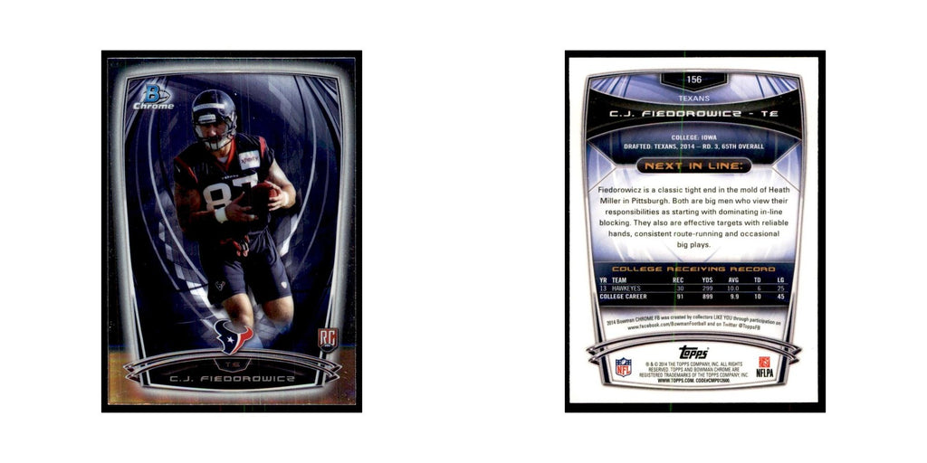 2014 Bowman Chrome C.J. Fiedorowicz RC Football Cards #156