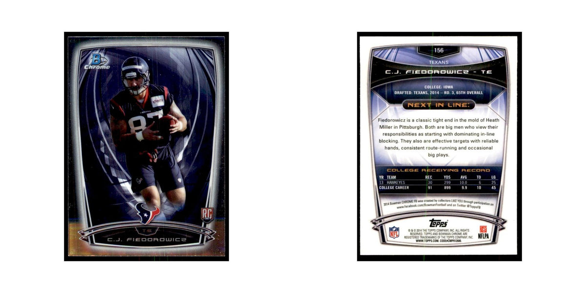 2014 Bowman Chrome C.J. Fiedorowicz RC Football Cards #156