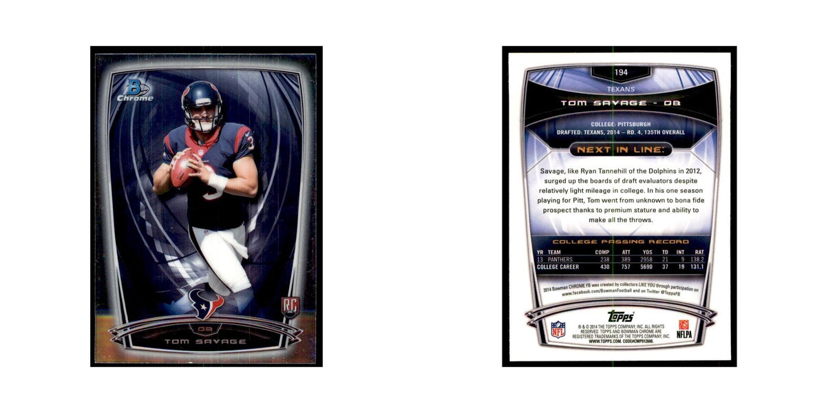2014 Bowman Chrome Tom Savage RC Football Cards #194