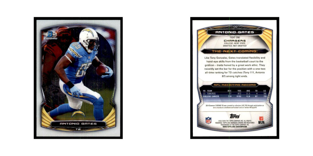 2014 Bowman Chrome Antonio Gates Football Cards #100