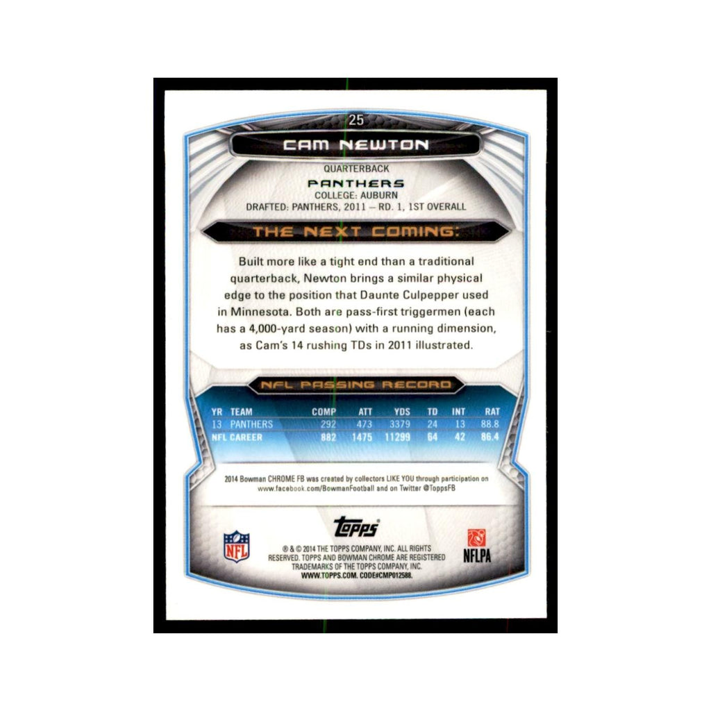 2014 Bowman Chrome Cam Newton Football Cards #25