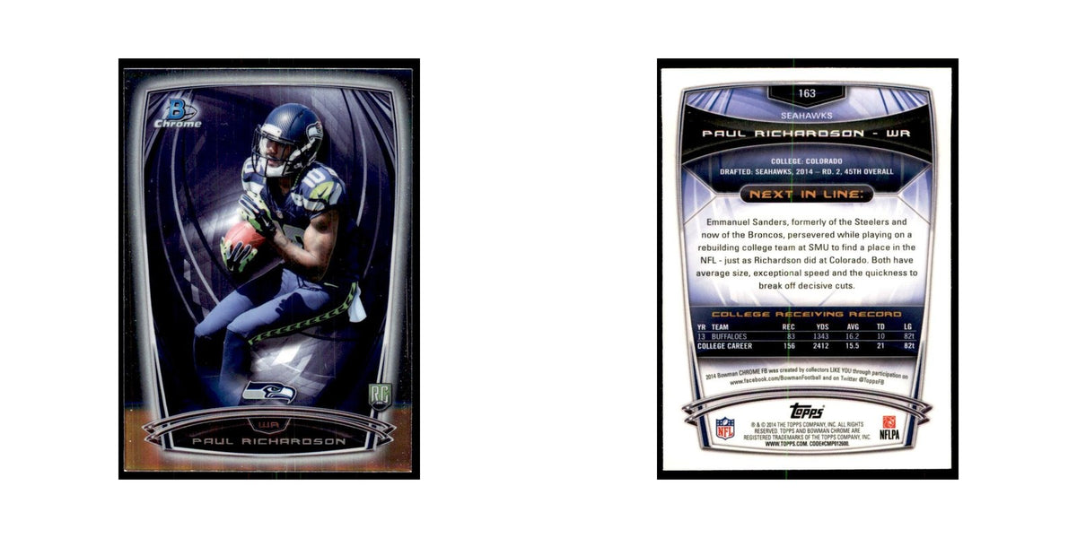 2014 Bowman Chrome Paul Richardson RC Football Cards #163
