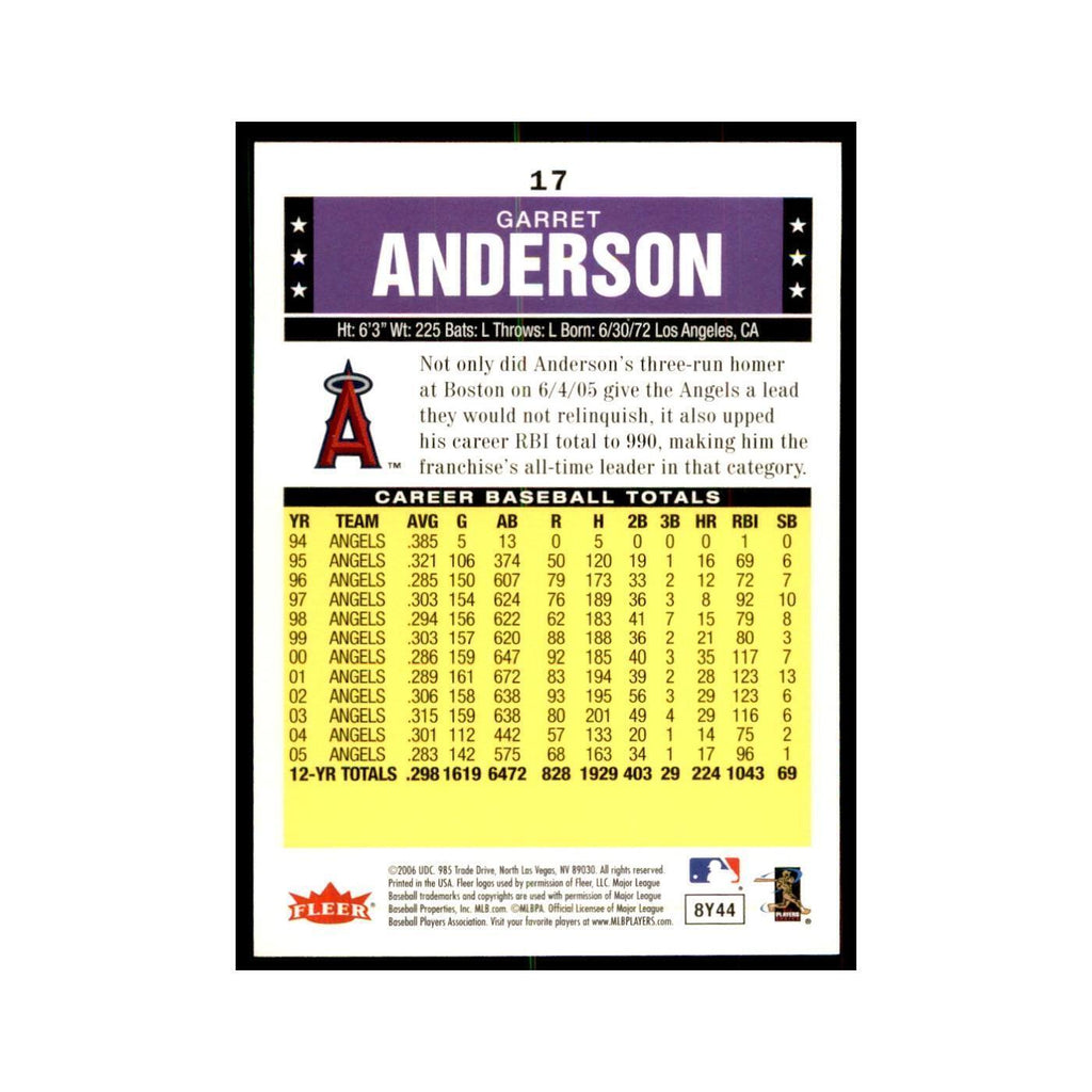 2006 Fleer Tradition Garret Anderson Baseball Cards #17