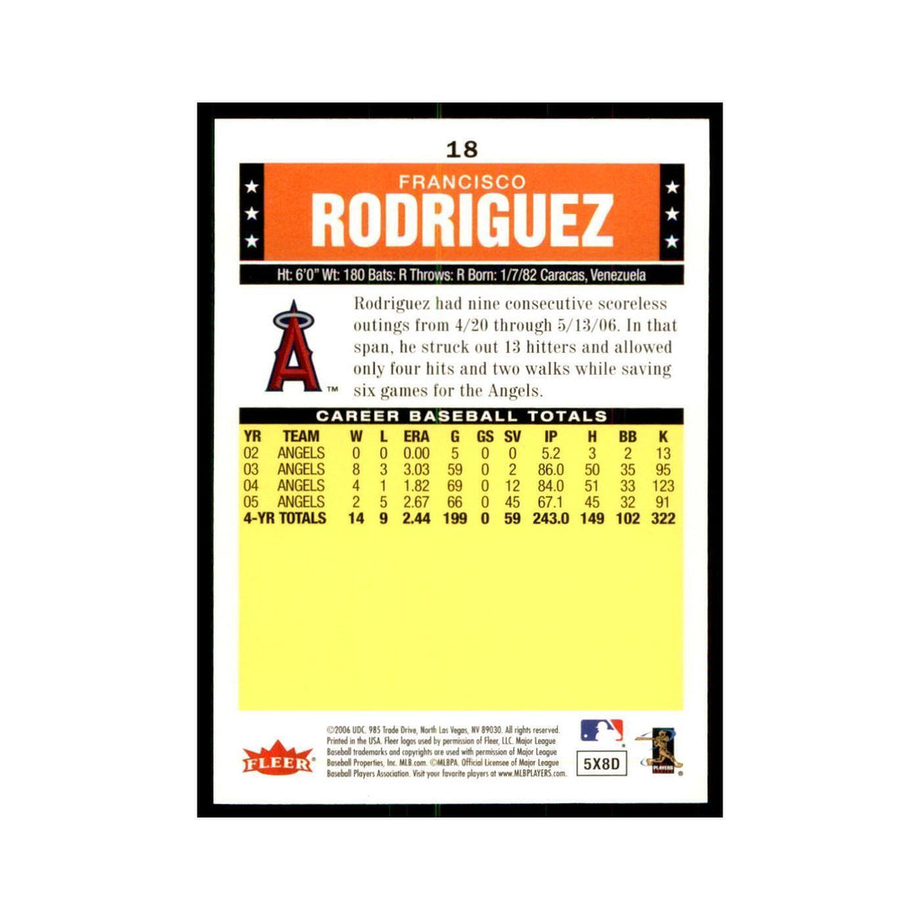 2006 Fleer Tradition Francisco Rodriguez Baseball Cards #18