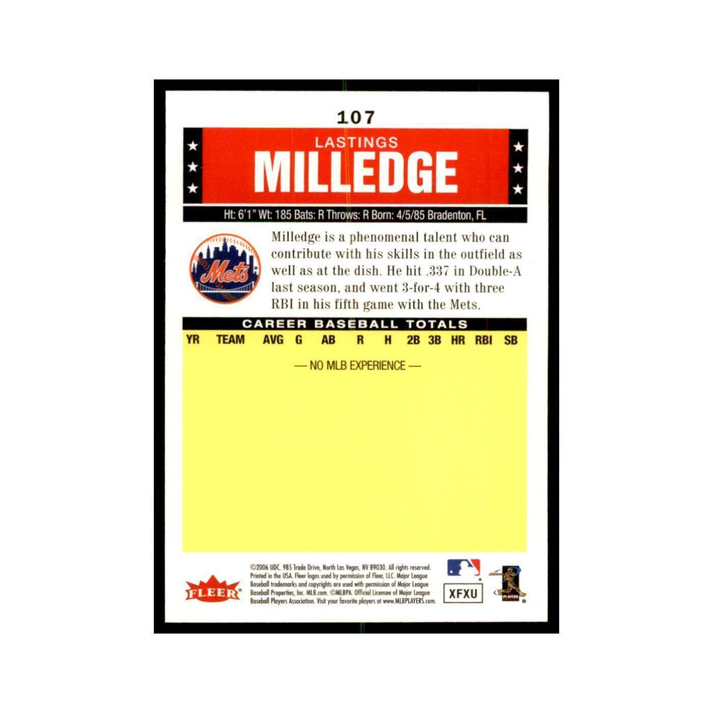 2006 Fleer Tradition Lastings Milledge Baseball Cards #107