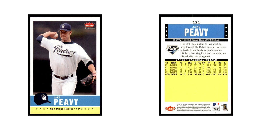 2006 Fleer Tradition Jake Peavy Baseball Cards #121