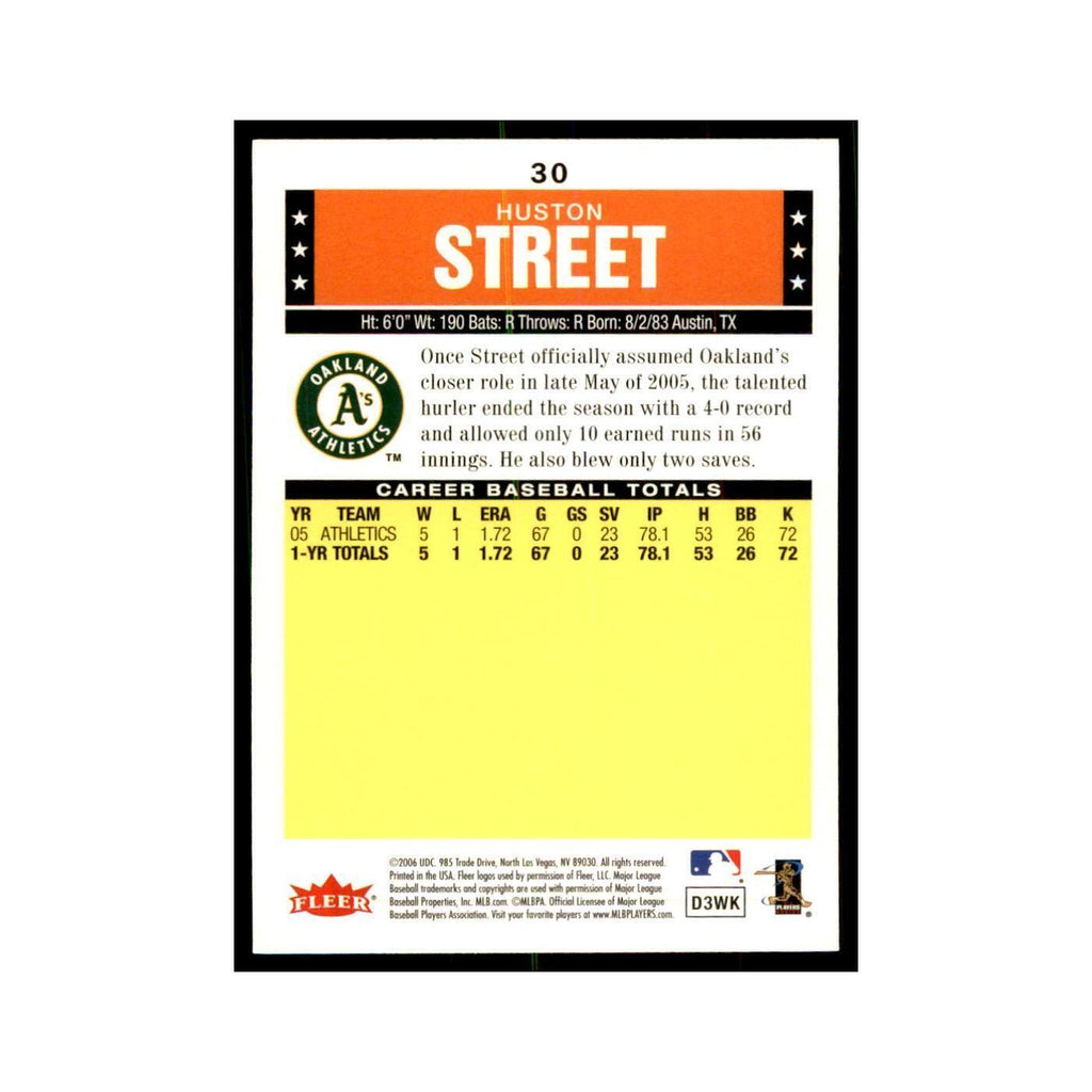 2006 Fleer Tradition Huston Street Baseball Cards #30