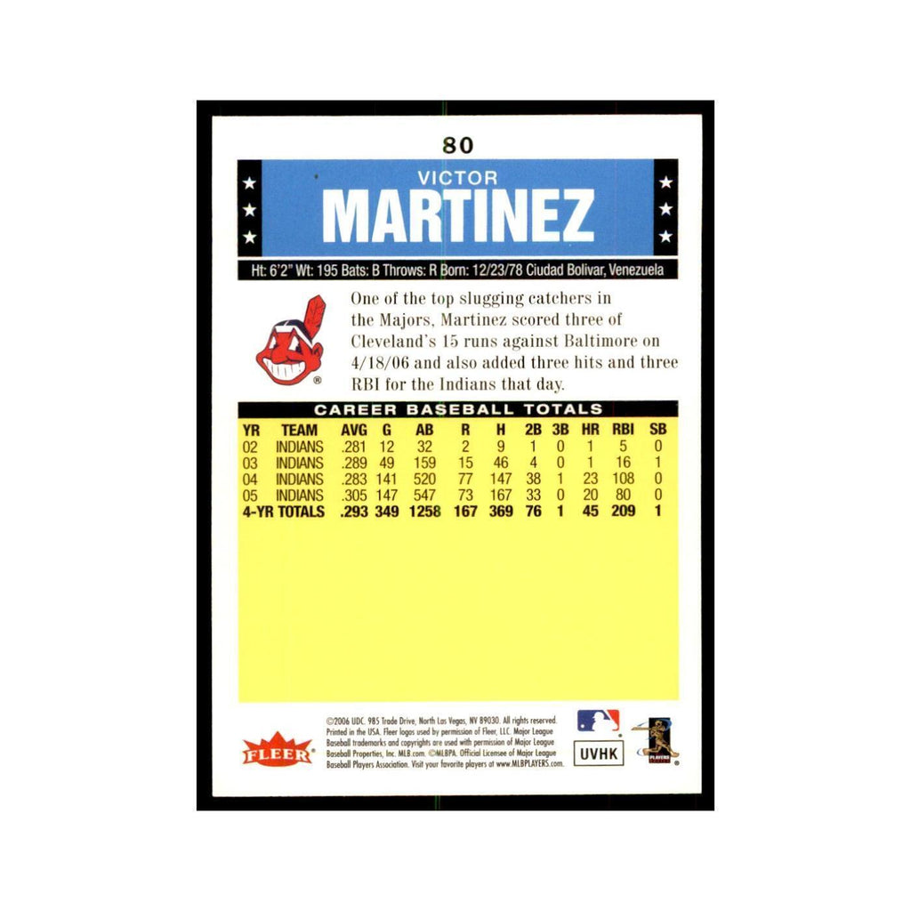 2006 Fleer Tradition Victor Martinez Baseball Cards #80