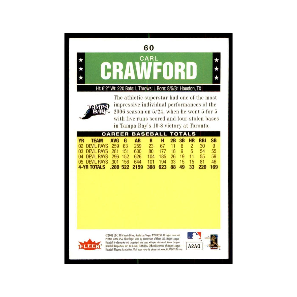 2006 Fleer Tradition Carl Crawford Baseball Cards #60