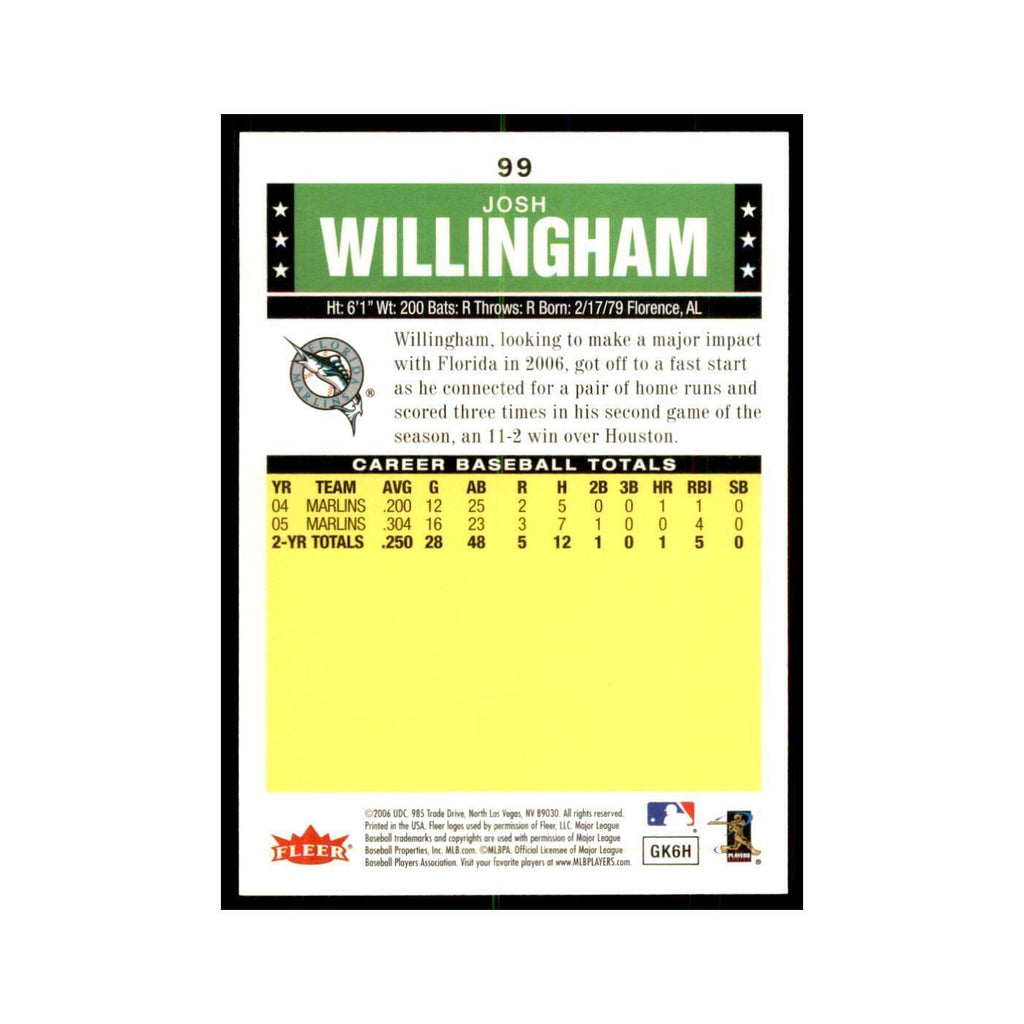 2006 Fleer Tradition Josh Willingham Baseball Cards #99