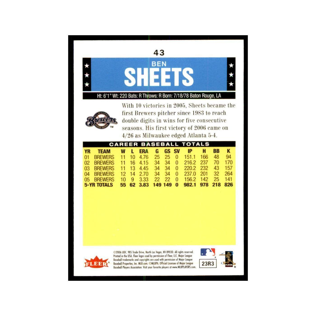 2006 Fleer Tradition Ben Sheets Baseball Cards #43