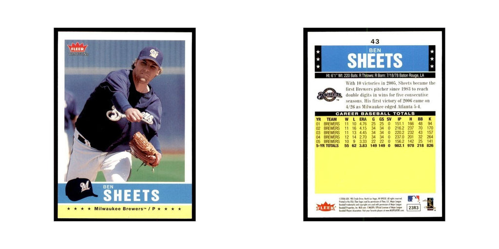 2006 Fleer Tradition Ben Sheets Baseball Cards #43