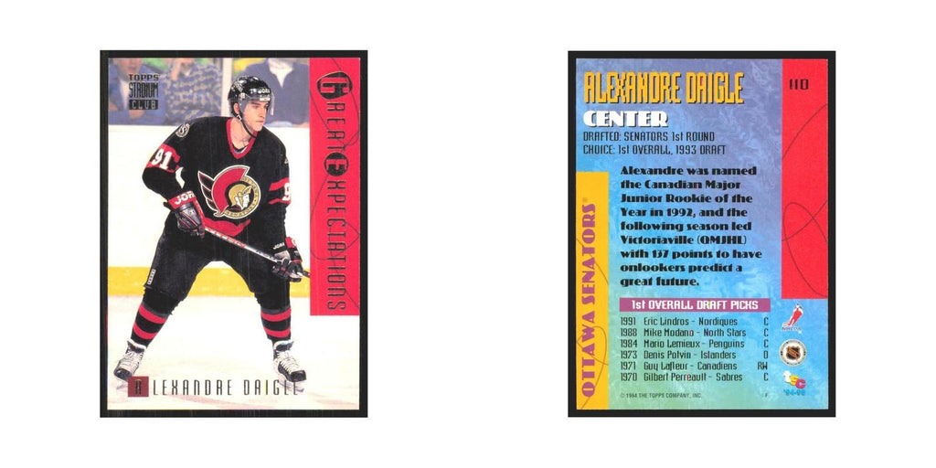 1994 Stadium Club Alexandre Daigle Ottawa Senators #110