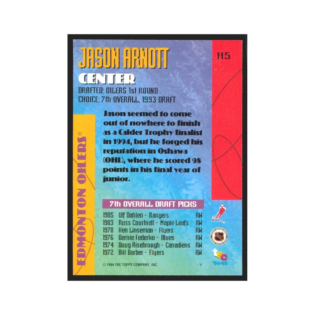 1994 Stadium Club Jason Arnott Edmonton Oilers #115