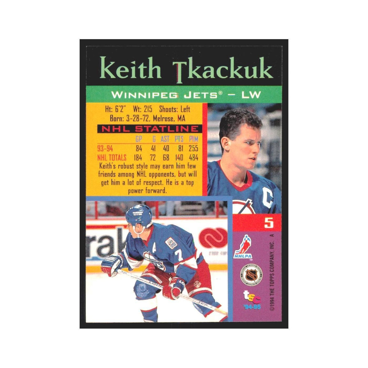 1994 Stadium Club Keith Tkachuk Winnipeg Jets #5