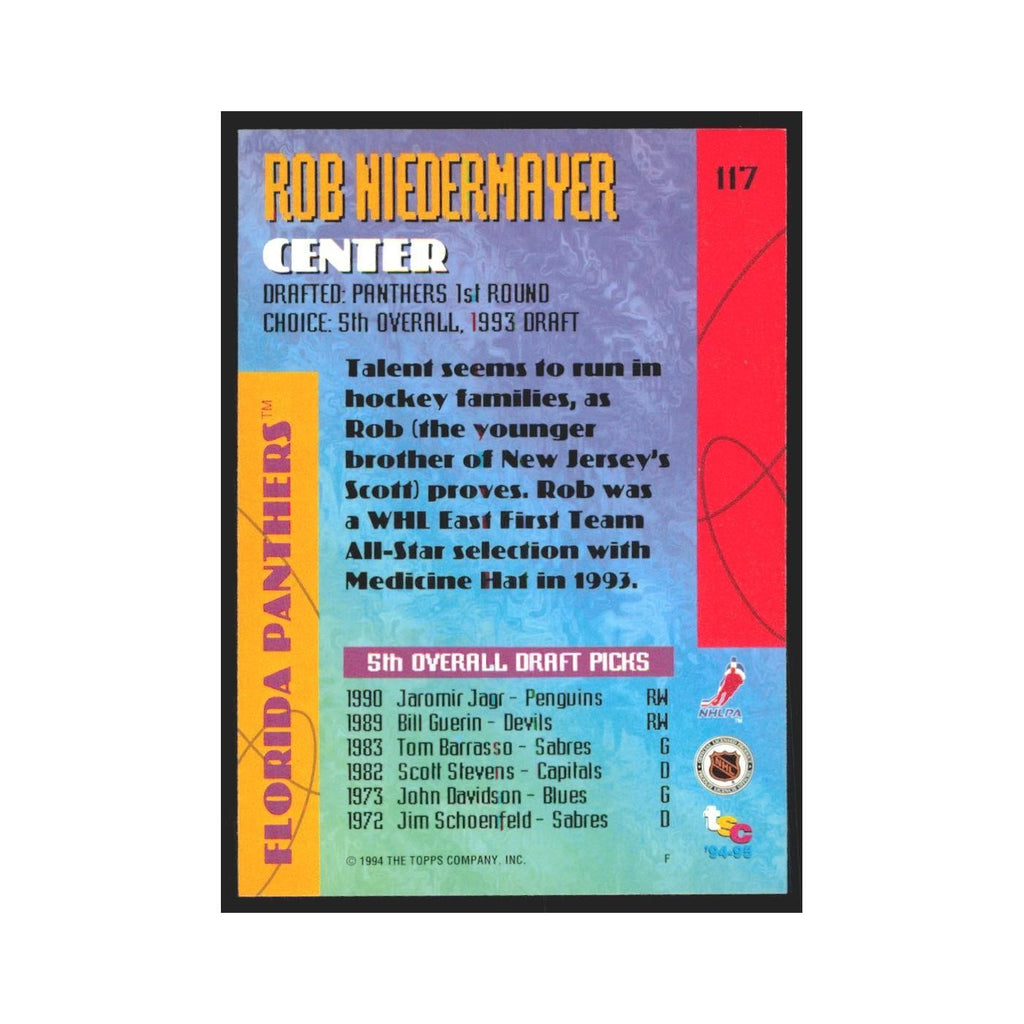 1994 Stadium Club Rob Niedermayer Florida Panthers #117