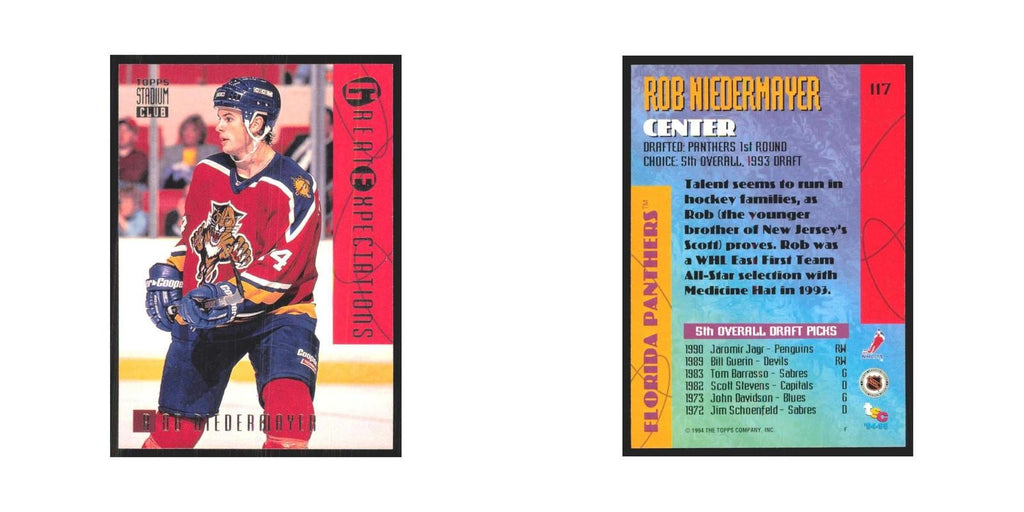 1994 Stadium Club Rob Niedermayer Florida Panthers #117