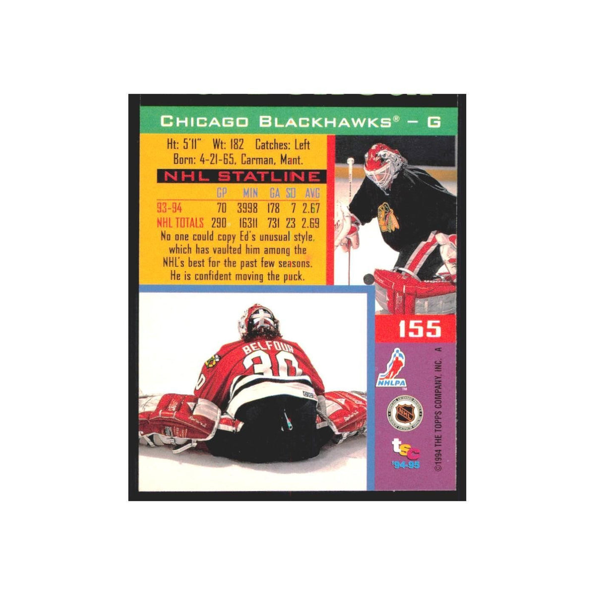 1994 Stadium Club Chicago Blackhawks Chicago Blackhawks #155
