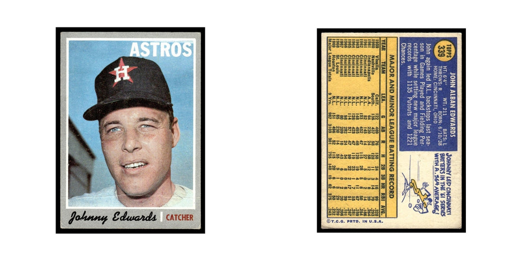 1970 Topps (Damaged) Johnny Edwards Astros #339