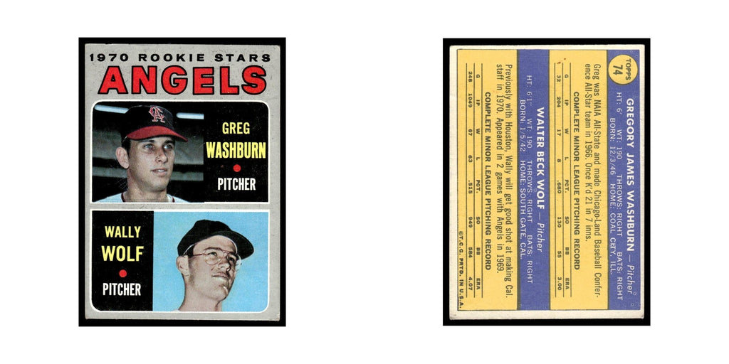 1970 Topps (Damaged) Greg Washburn/Wally Wolf RC Angels #74