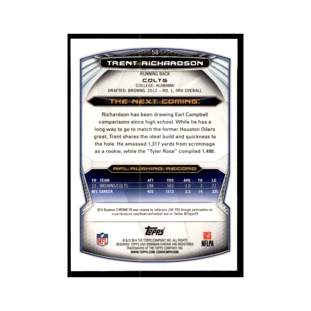 2014 Bowman Chrome Trent Richardson Football Cards #58