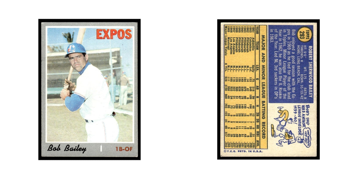 1970 Topps (Damaged) Bob Bailey Montreal Expos #293