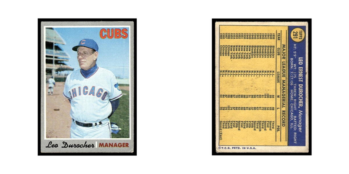 1970 Topps (Damaged) Leo Durocher Cubs #291