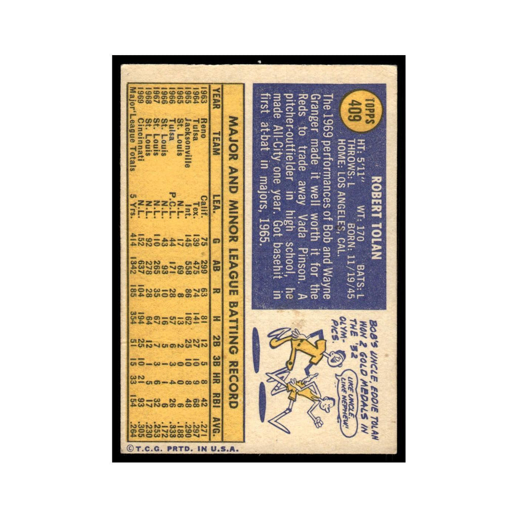 1970 Topps (Damaged) Bob Tolan Reds #409