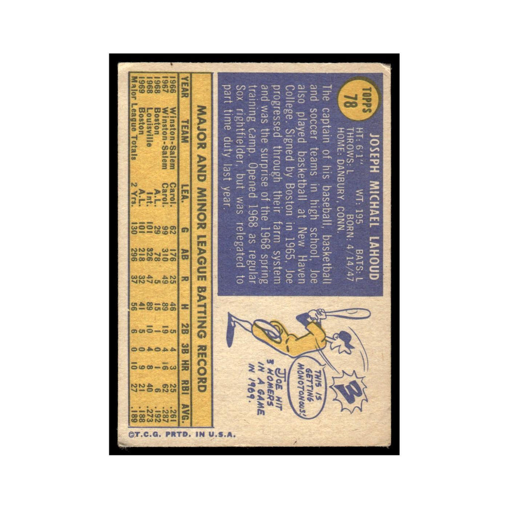 1970 Topps (Damaged) Joe Lahoud Red Sox #78