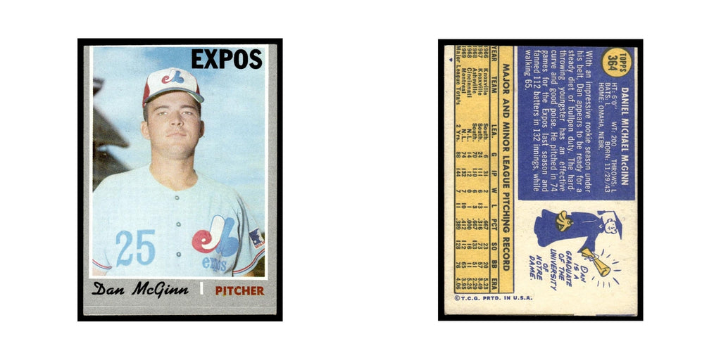 1970 Topps (Damaged) Dan McGinn Montreal Expos #364