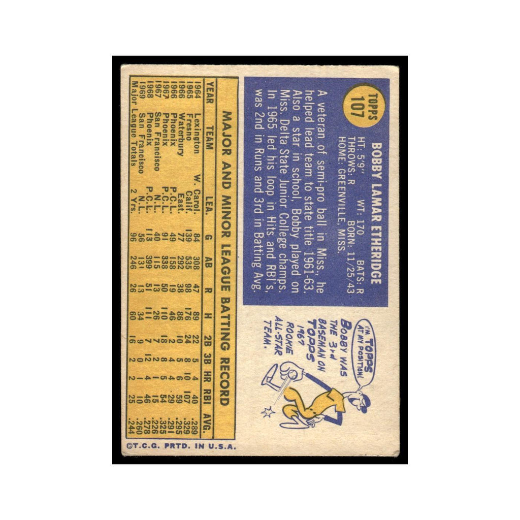 1970 Topps (Damaged) Bobby Etheridge Giants #107