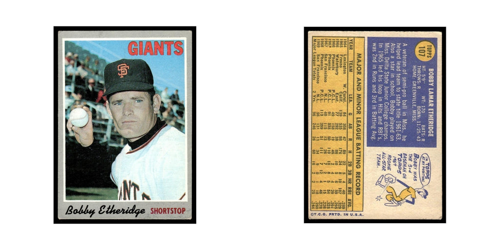 1970 Topps (Damaged) Bobby Etheridge Giants #107
