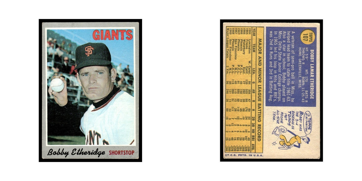 1970 Topps (Damaged) Bobby Etheridge Giants #107