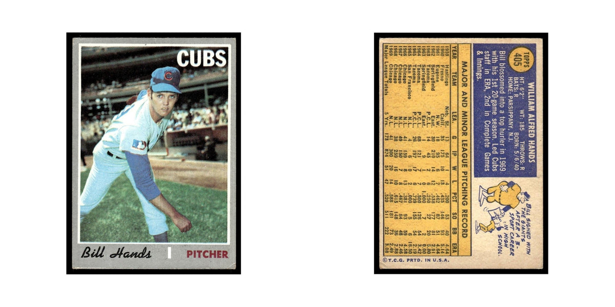 1970 Topps (Damaged) Bill Hands Cubs #405