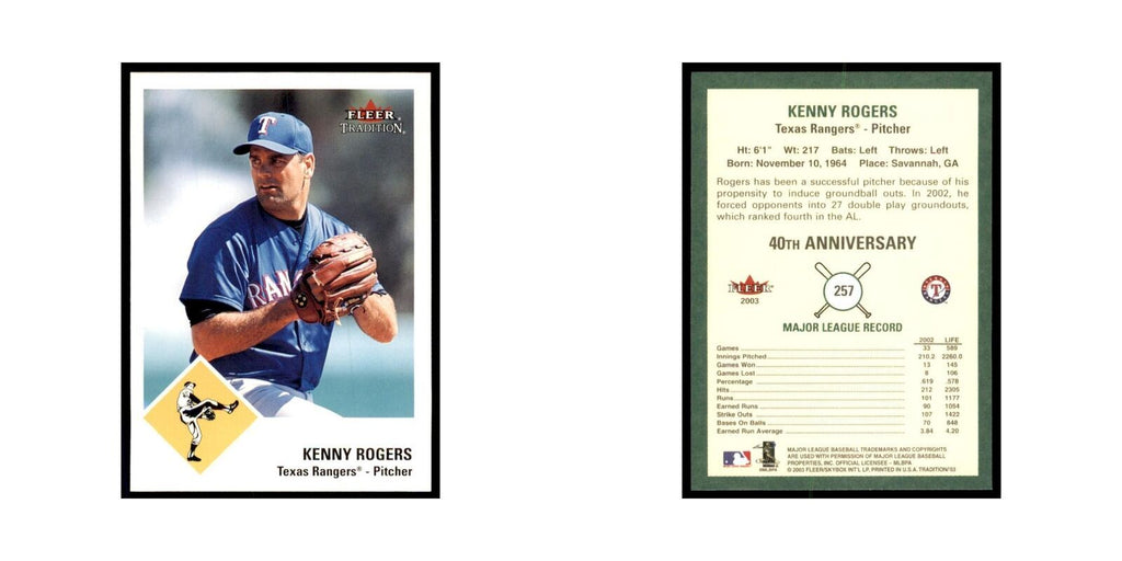2003 Fleer Tradition Kenny Rogers Baseball Cards #257