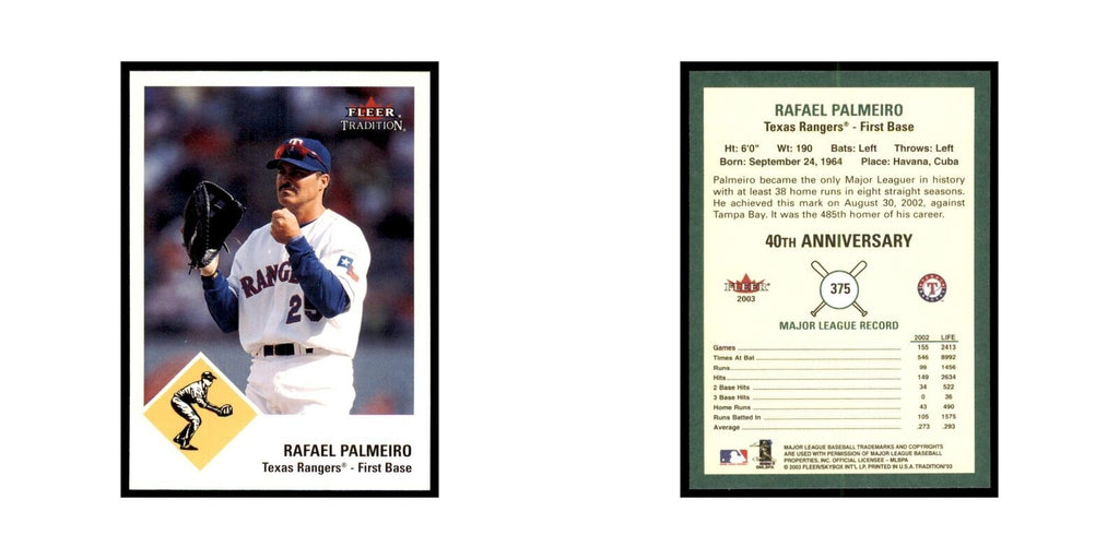 2003 Fleer Tradition Rafael Palmeiro Baseball Cards #375