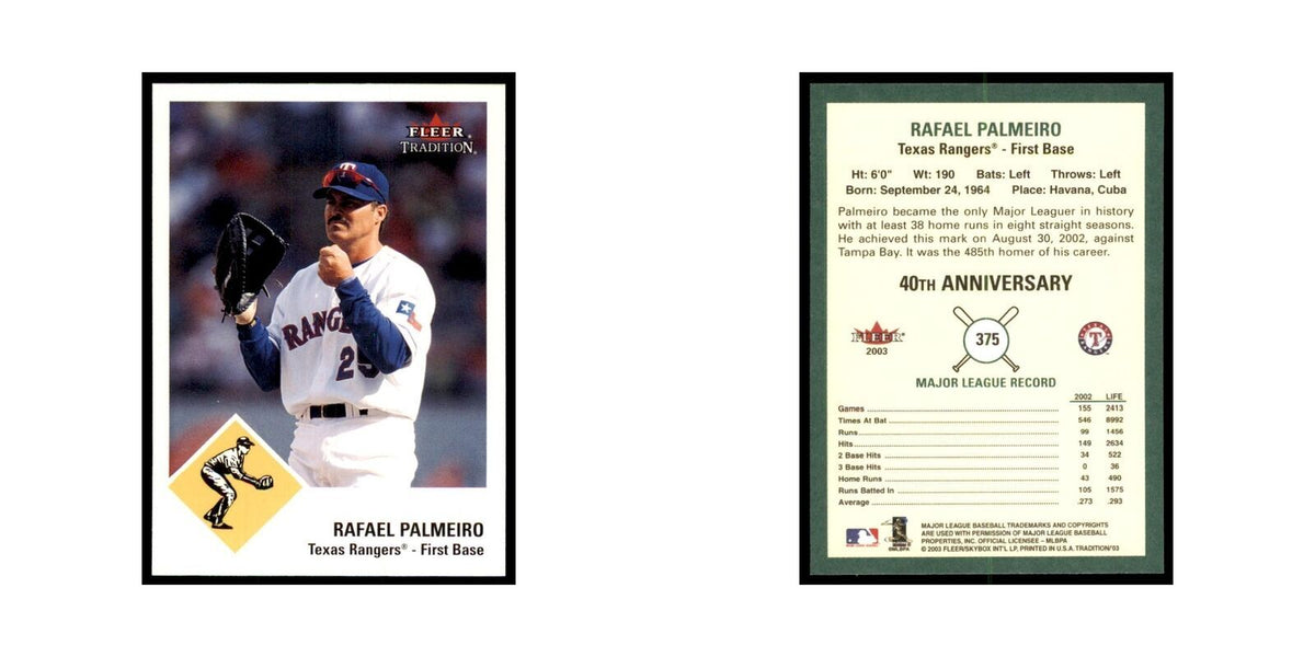 2003 Fleer Tradition Rafael Palmeiro Baseball Cards #375