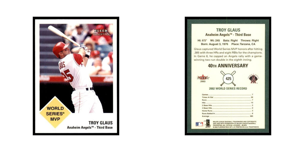 2003 Fleer Tradition Troy Glaus Baseball Cards #425