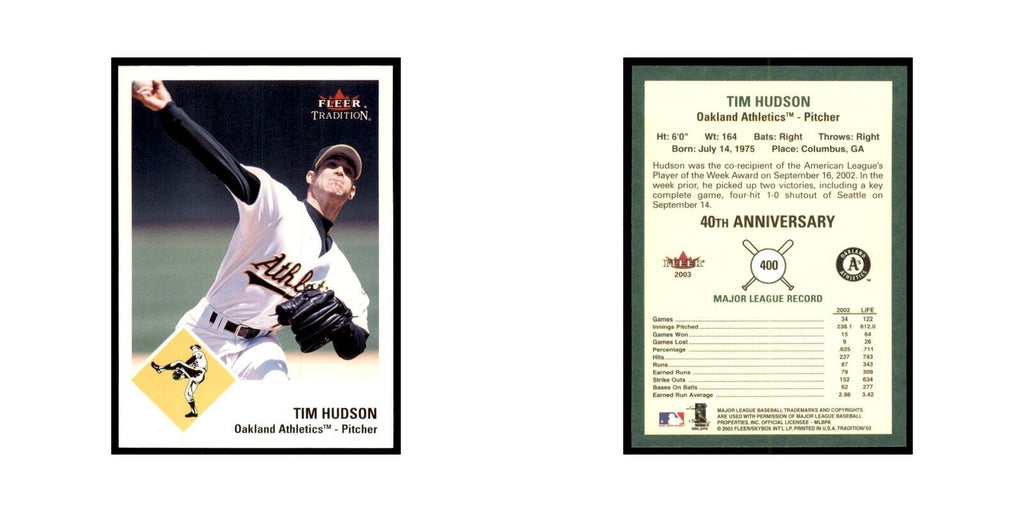 2003 Fleer Tradition Tim Hudson Baseball Cards #400