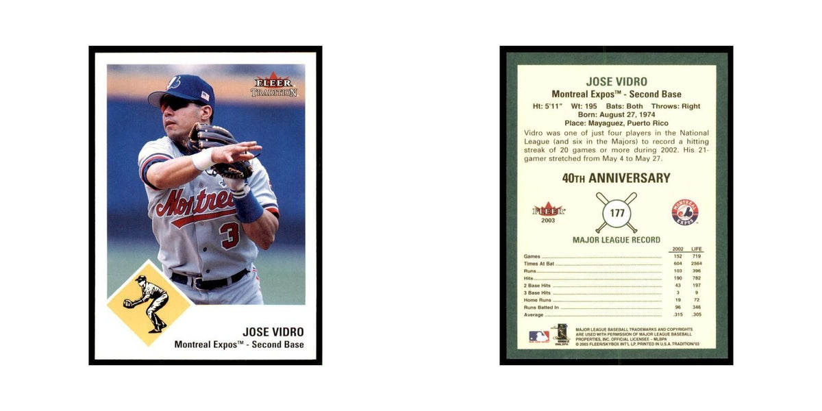 2003 Fleer Tradition Jose Vidro Baseball Cards #177