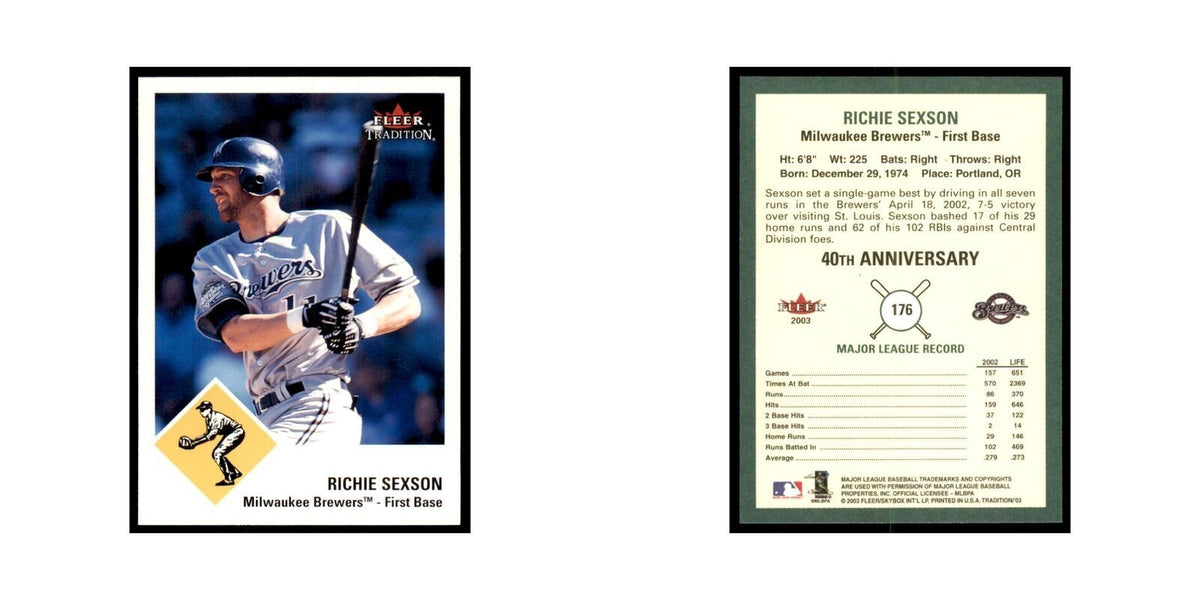 2003 Fleer Tradition Richie Sexson Baseball Cards #176