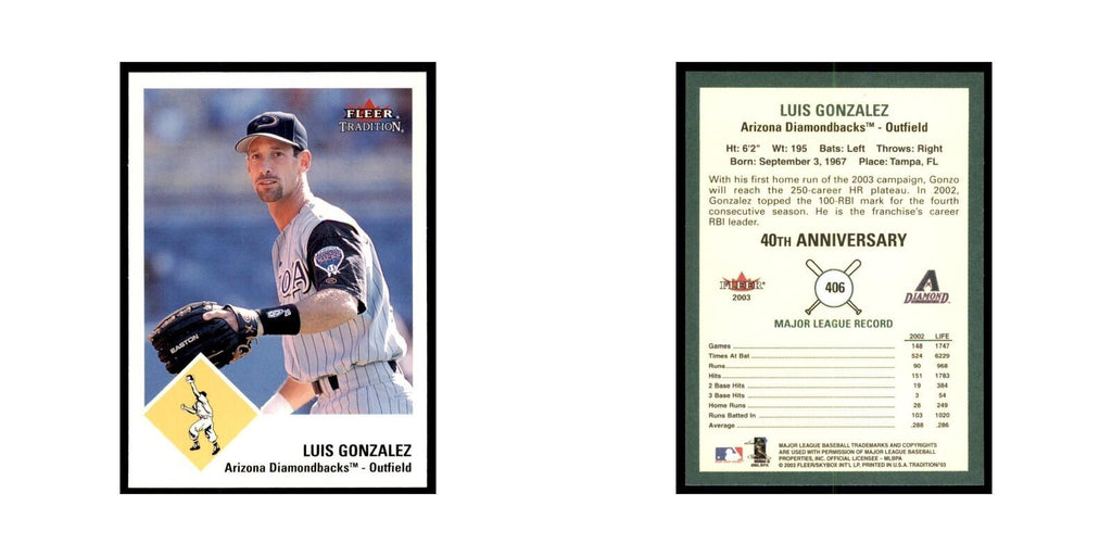 2003 Fleer Tradition Luis Gonzalez Baseball Cards #406