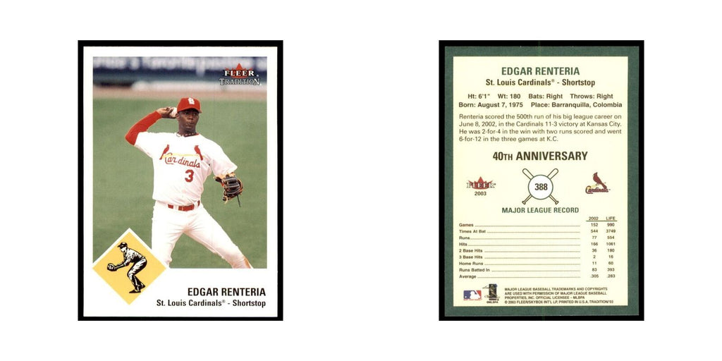 2003 Fleer Tradition Edgar Renteria Baseball Cards #388